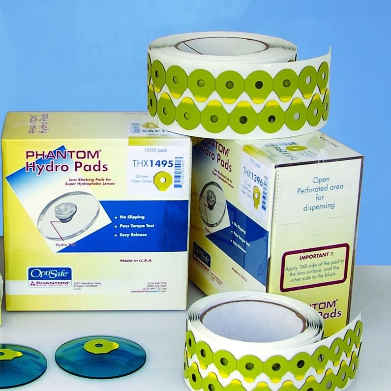Phantom Optisafe glasplakkers / blocking pads HYDRO (T1412) OPTIMALE GRIP 17x32mm centerhole