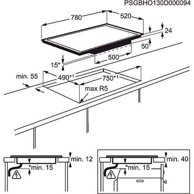 AEG HK854401FB  inductie kookplaat 80 cm