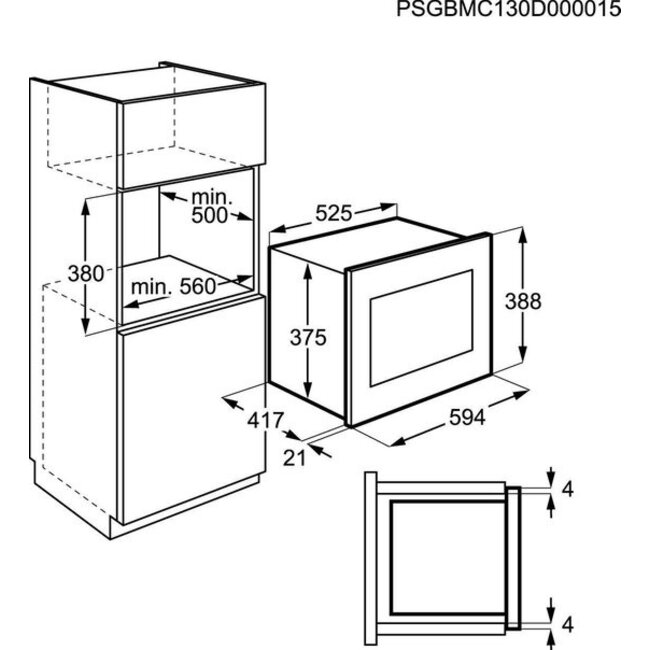 AEG MCD2665E-M inbouw combimagnetron 26L