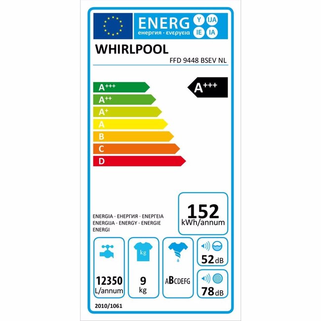 Whirlpool FFD 9448 BSEV NL wasmachine 9 kg