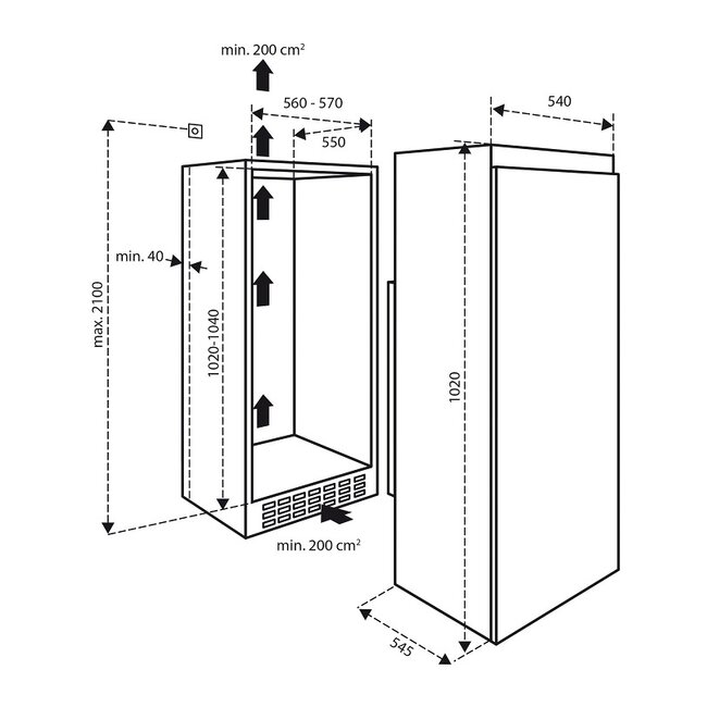Inventum IKK1021S inbouw koelkast 102 cm