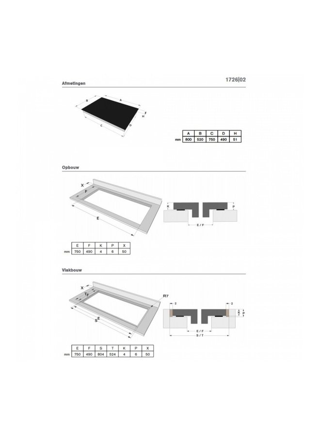 NOVY 1726-02 inductie kookplaat 80 cm