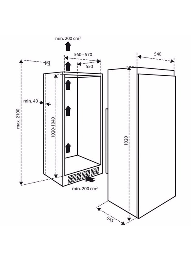 Inventum K1020 inbouw koelkast 102 cm