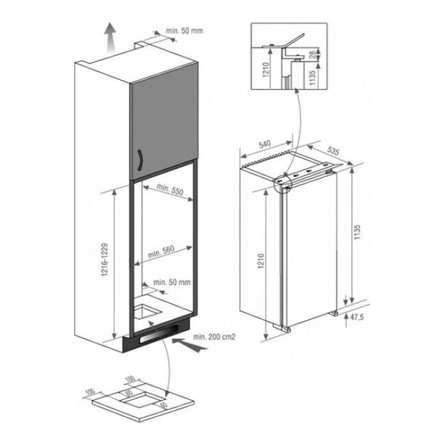 Beko BSSA820M3S inbouw koelkast (122 cm)