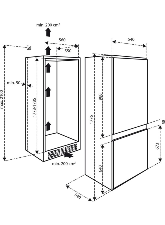 Inventum IKV1782S inbouw koelvriescombinatie 178 cm
