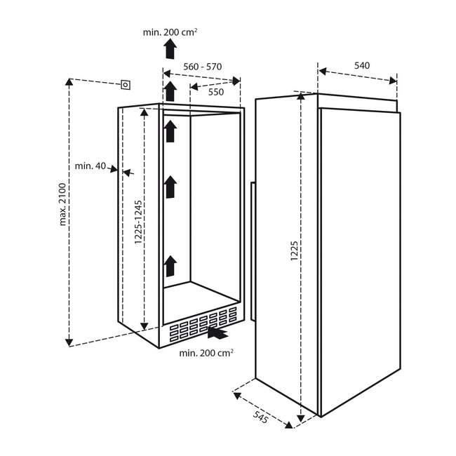Inventum IKK1221S inbouw koelkast 122 cm
