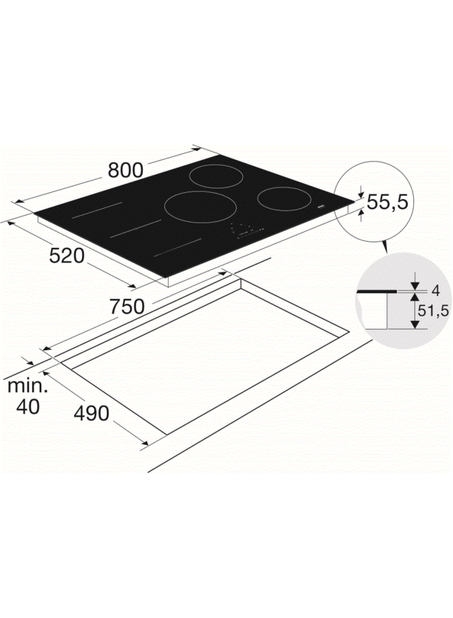 ATAG HI08571EV Inductiekookplaat met Bridge Induction (80 cm)