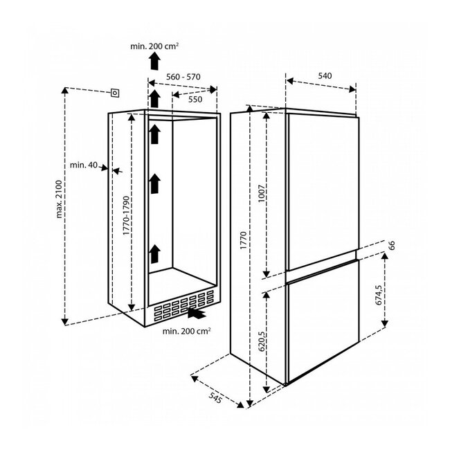 Inventum IKV1784S inbouw koelvriescombinatie 178 cm