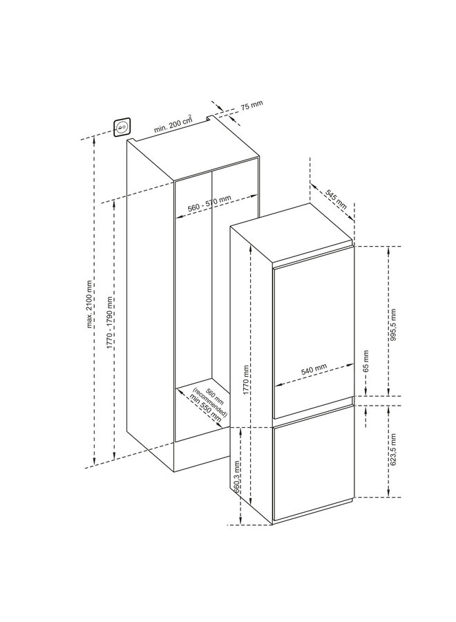 Inventum IKV1786S inbouw koelvriescombinatie 178 cm