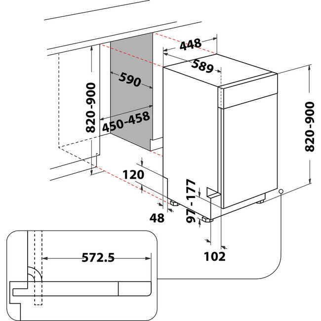 Bauknecht BSUO 3O21 PF X  | Onderbouw vaatwasser | 45 cm