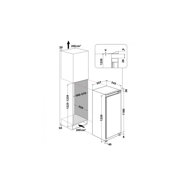 Bauknecht  KSI 12VF2 inbouw koelkast 122 cm | deur op deur
