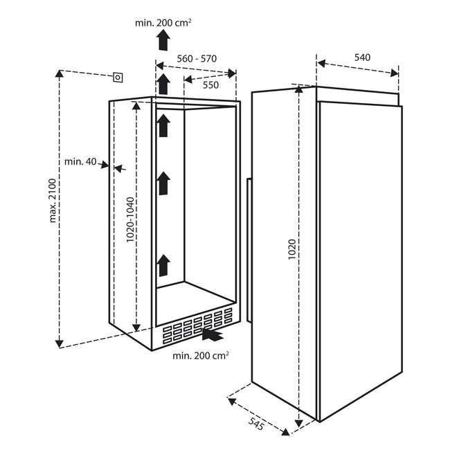 Inventum IKK1021D inbouw koelkast 102 cm
