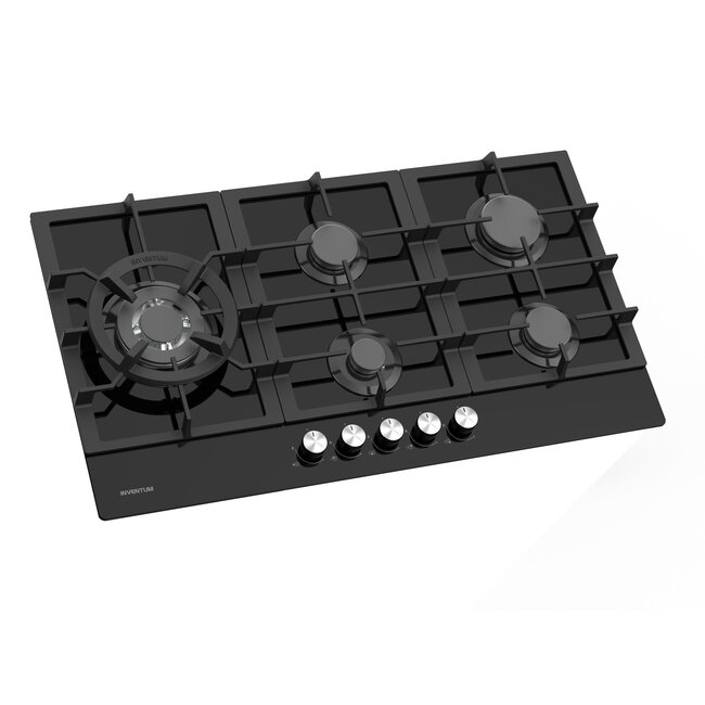Inventum IKG9023WGGL Inbouw gaskookplaat 90 cm Zwart