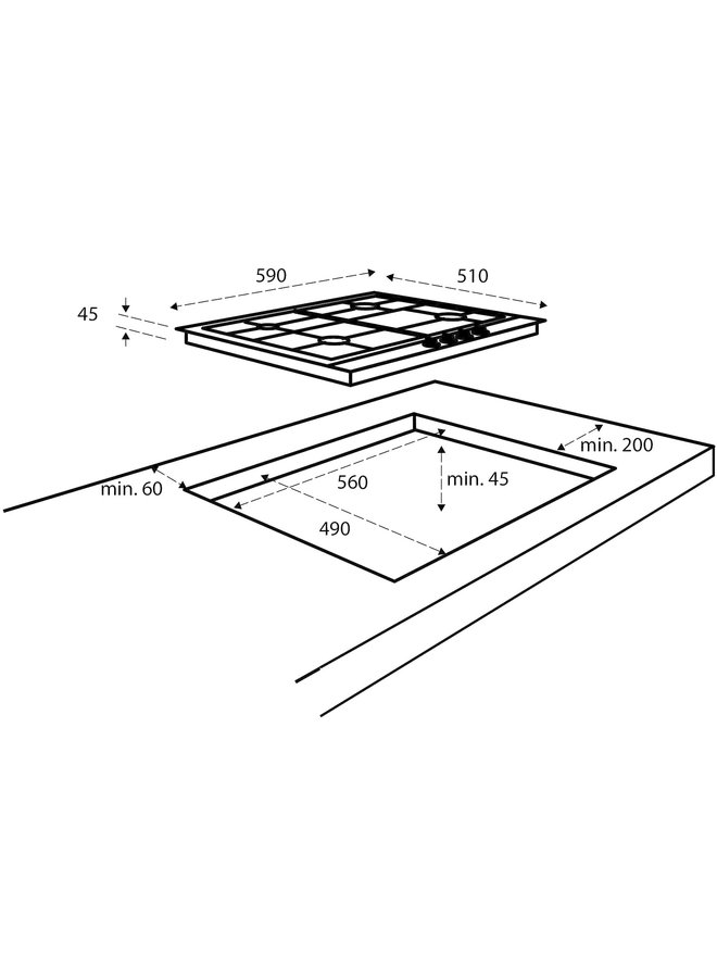 inventum IKG6021RVS Inbouw gaskookplaat