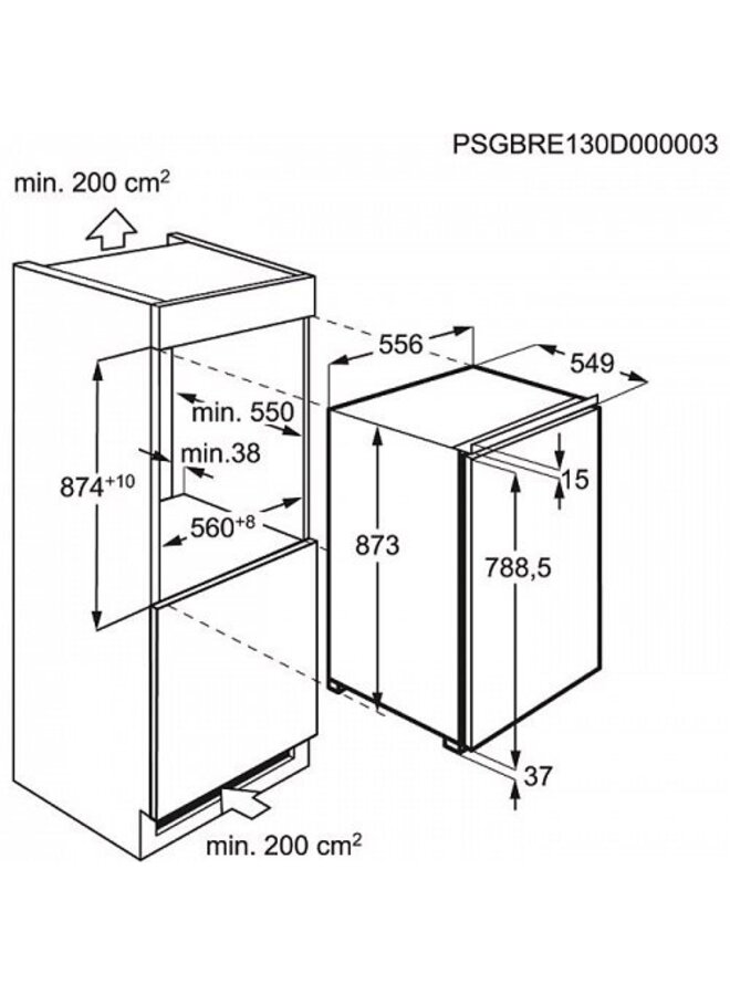 AEG SKS68800F1 inbouw koelkast 88 cm