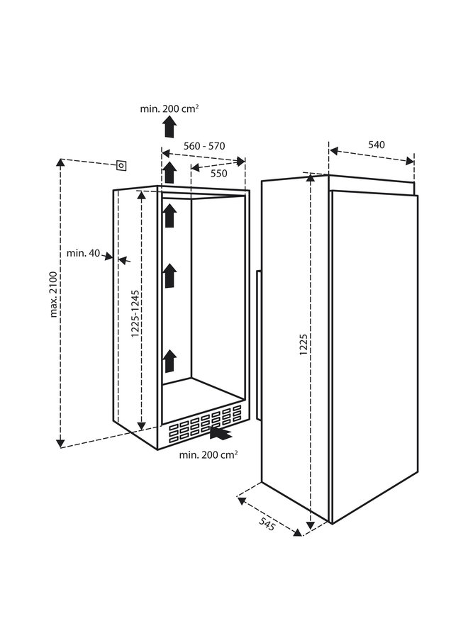 Inventum IKK1221D inbouw koelkast 122 cm