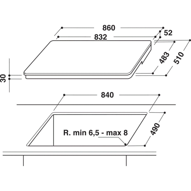 Whirlpool ACM 795/BA Inductie Kookplaat