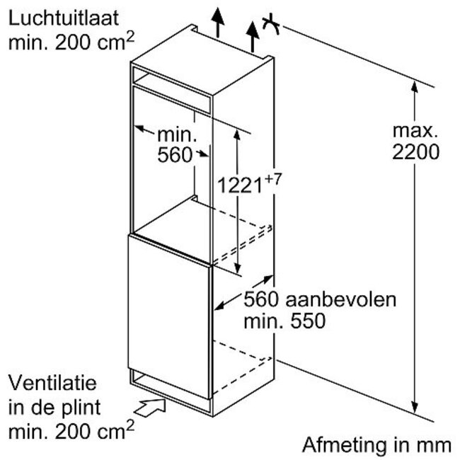 Siemens KI41RSDF0 inbouw koelkast 122 cm