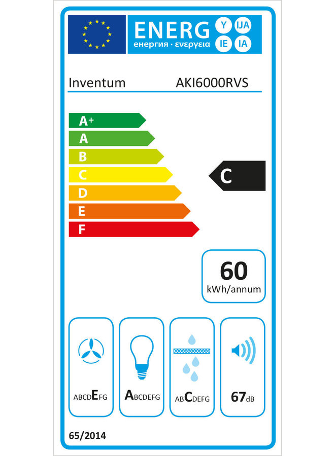 Inventum AKI6000RVS inbouw afzuigkap