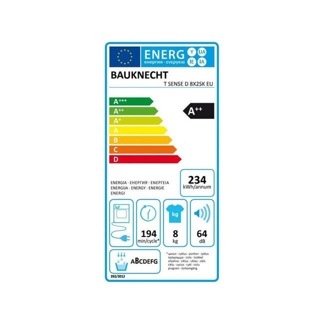 Bauknecht T Sense D 8X2SK EU warmtepompdroger 8 kg A++