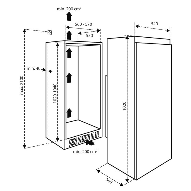 Inventum IKV1021S inbouw koelkast 102 cm