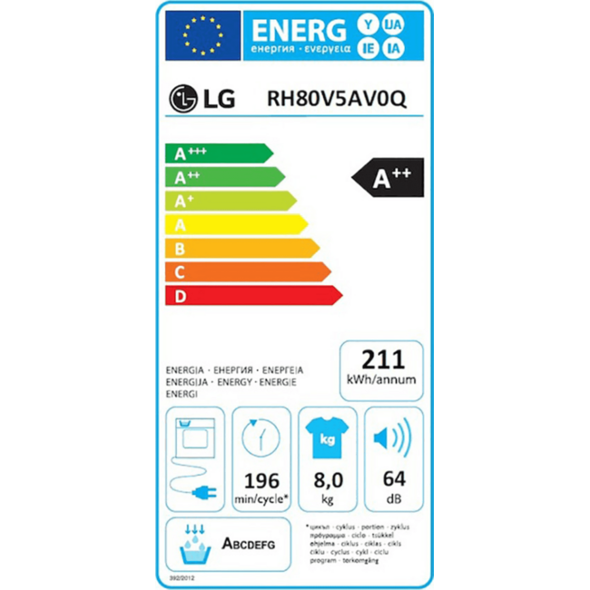 LG RH80V5AV0Q warmtepompdroger