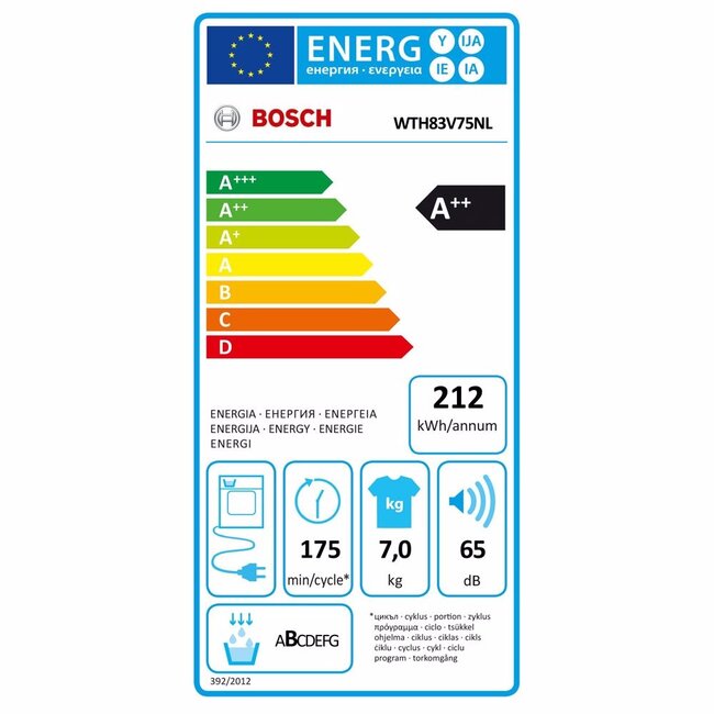 Bosch WTH83V75NL  warmtepompdroger A++