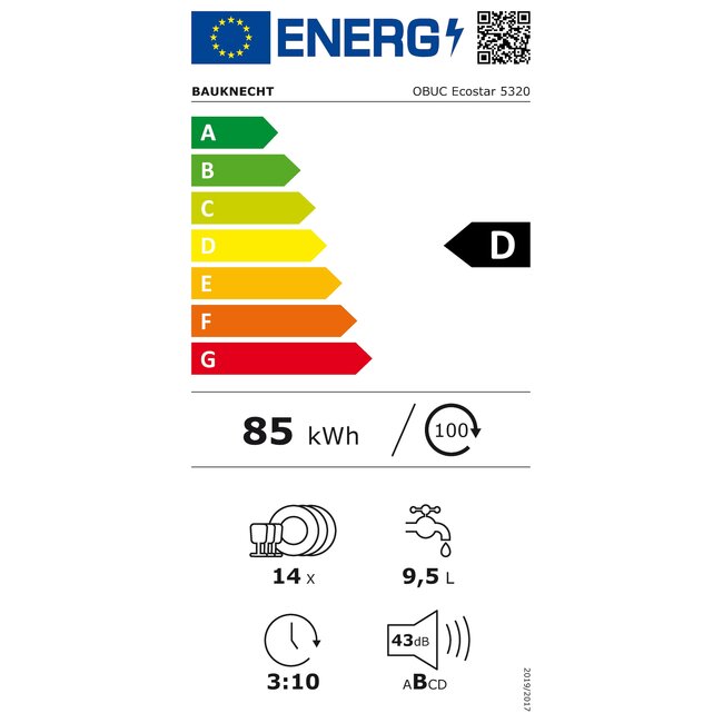 Bauknecht OBUC ECOSTAR 5320 | Onderbouw vaatwasser | RVS | AutoDeur