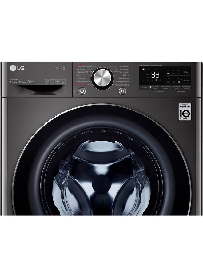 LG F4WV708P2BA | Wasmachine | 8 kg | Zwart