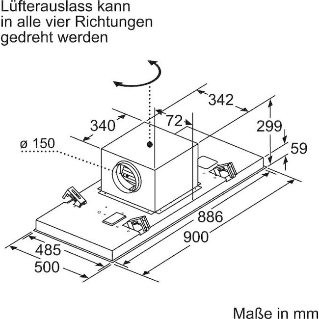 Neff I95CAQ6W0 inbouw afzuigkap plafond 90 cm