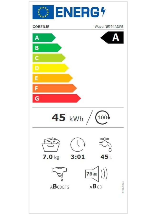 Gorenje Wave NEI74ADPS wasmachine 7 kg