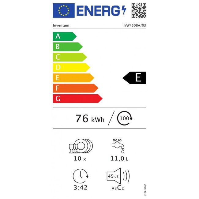 Inventum IVW4508A inbouw vaatwasser  45 cm
