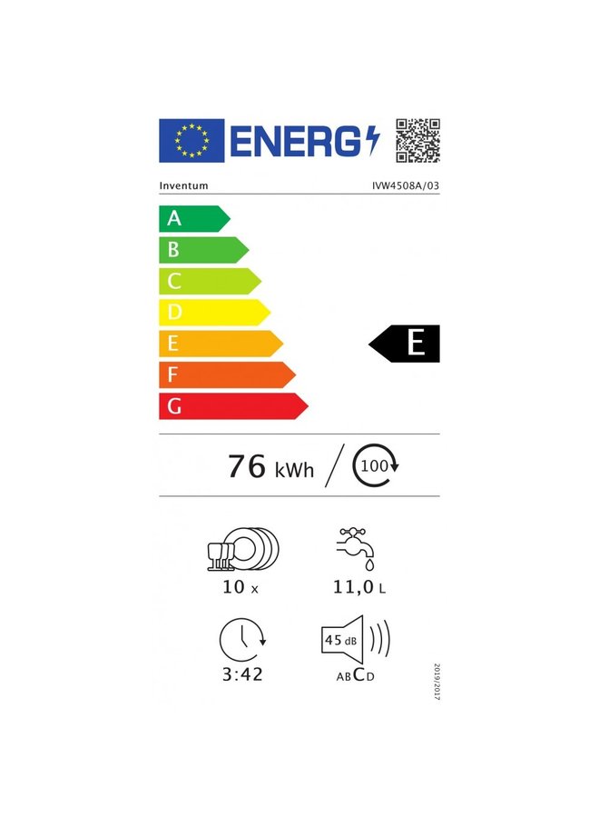 Inventum IVW4508A inbouw vaatwasser  45 cm