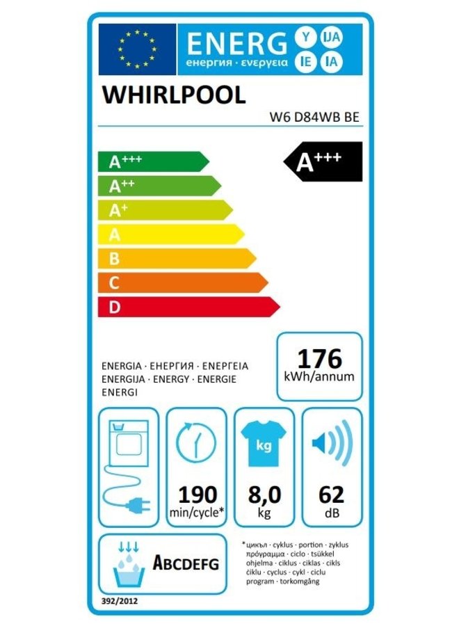 Whirlpool W6 D84WB BE warmtepompdroger A+++