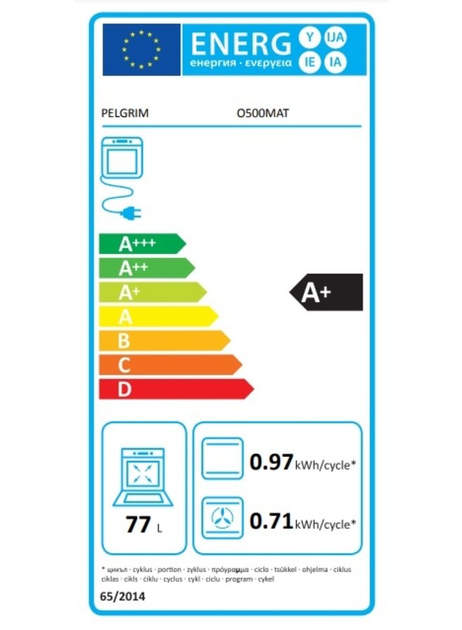Pelgrim O500MAT inbouw oven zwart