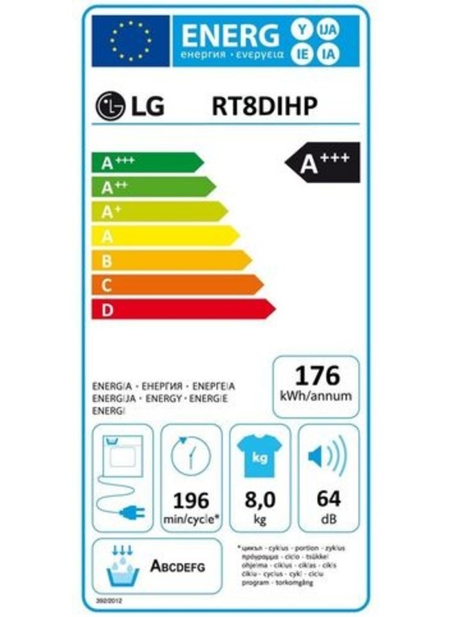 LG RT8DIHP warmtepompdroger 8 kg