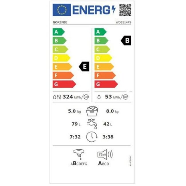 Gorenje WD8514PS wasdroogcombinatie 8/5 kg