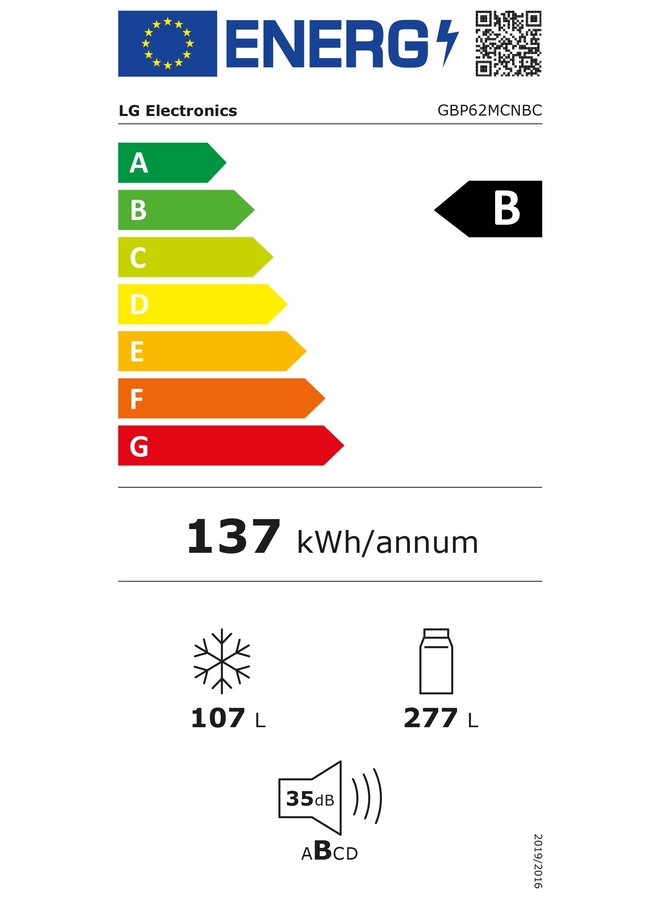 LG GBP62MCNBC koelvriescombinatie