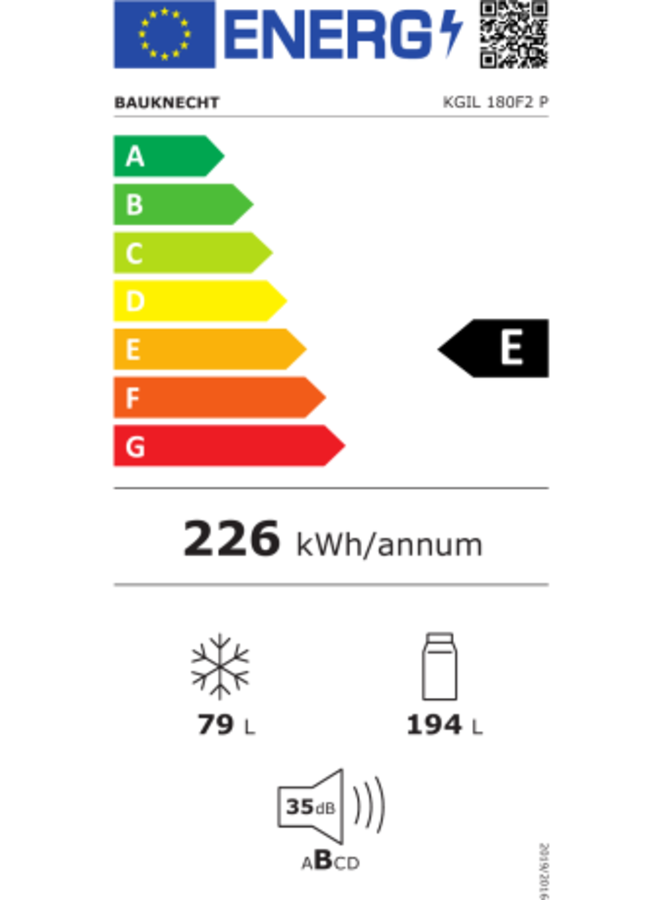 Bauknecht KGIL 180F2 P inbouw koelvriescombinatie 178 cm