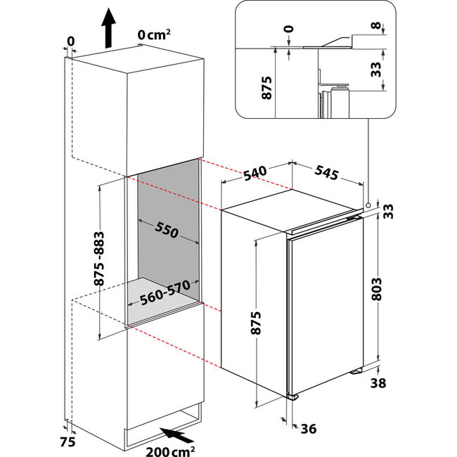 Bauknecht KSI 9GS1 inbouw koelkast 88 cm