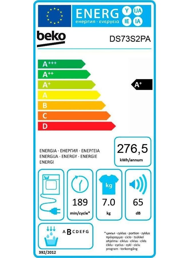 Beko DS73S2PA warmtepompdroger 7 kg A+