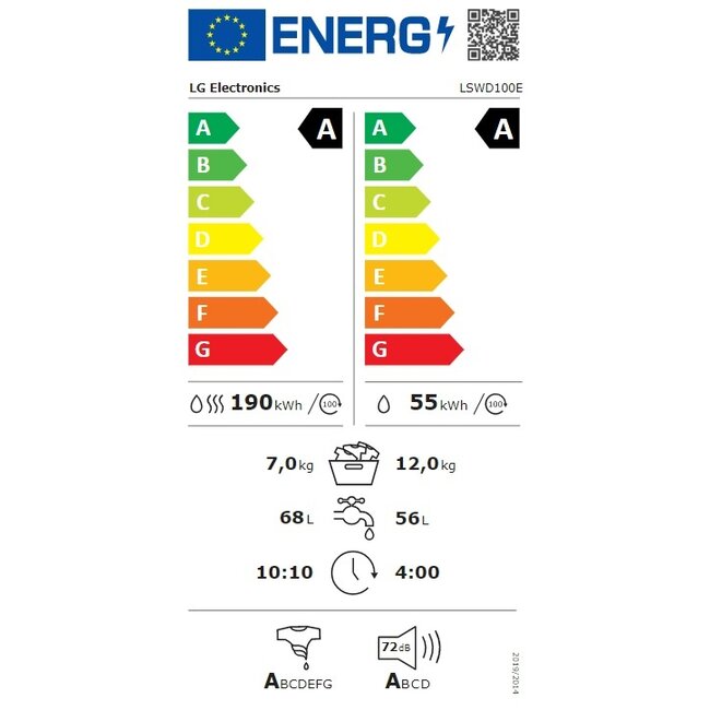 LG LSWD100E SIGNATURE wasdroogcombinatie 12/7 kg