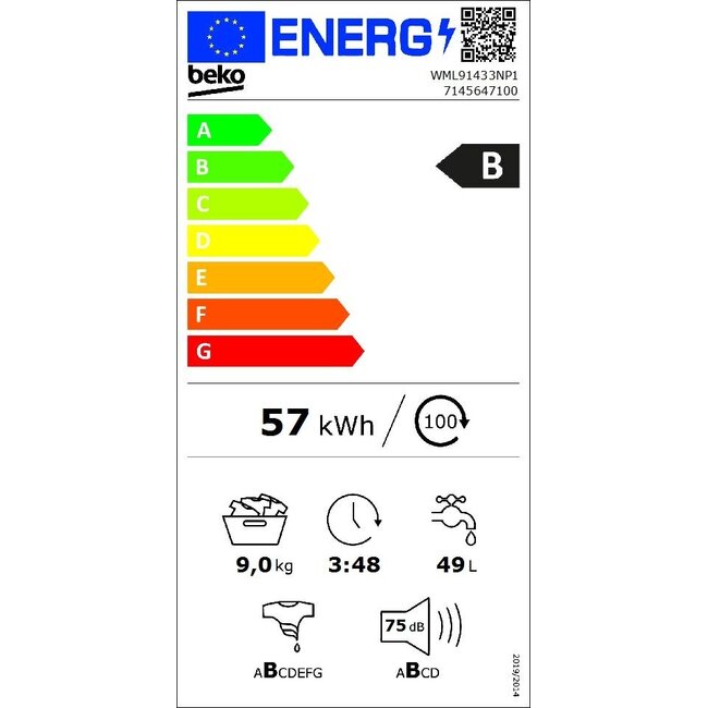 Beko WML91433NP1 wasmachine 9 kg