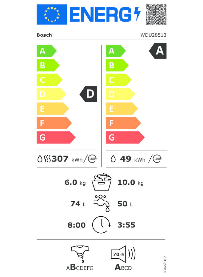 Bosch WDU28513 wasdroogcombinatie 10/6 kg