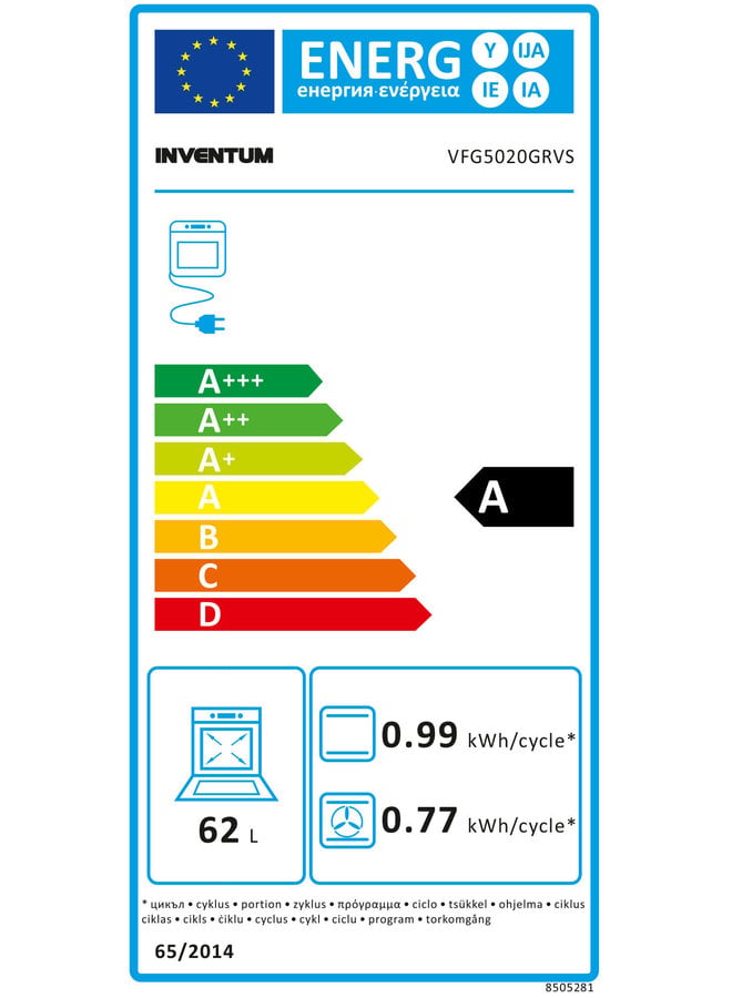 Inventum VFG5020GRVS  | Gasfornuis  | 50 cm  | RVS/Zwart
