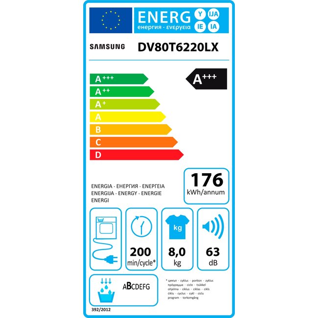 Samsung DV80T6220LX warmtepompdroger 8 kg A+++
