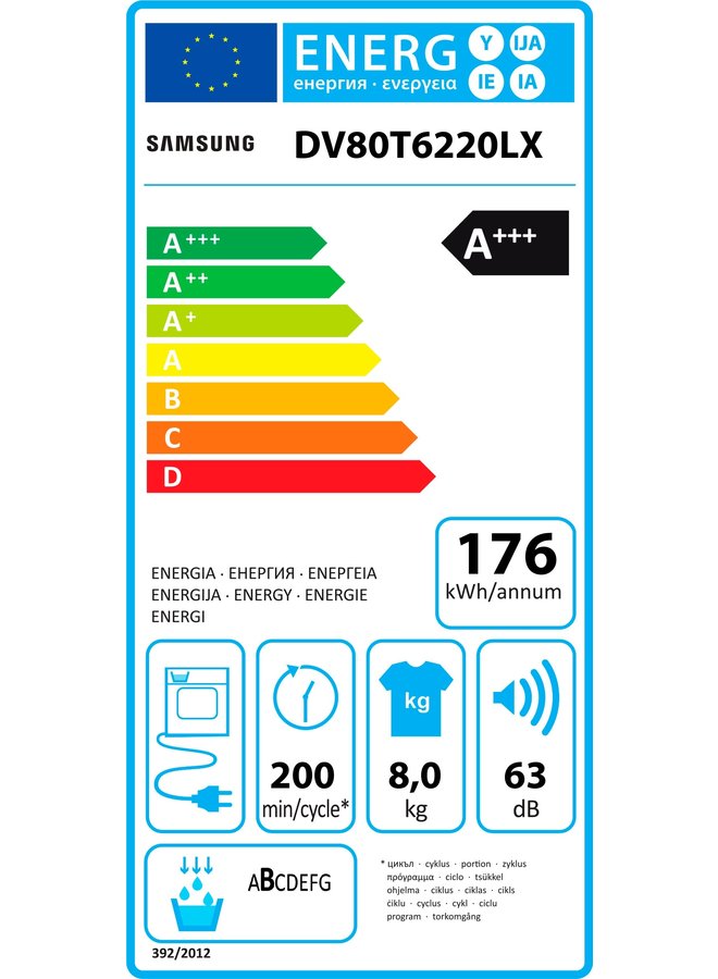 Samsung DV80T6220LX warmtepompdroger 8 kg A+++