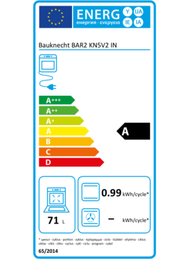 Bauknecht BAR2 KN5V2 IN  inbouw oven