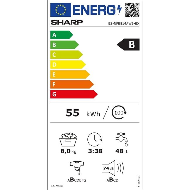 Sharp ES NFB814AWB BX wasmachine 8 kg