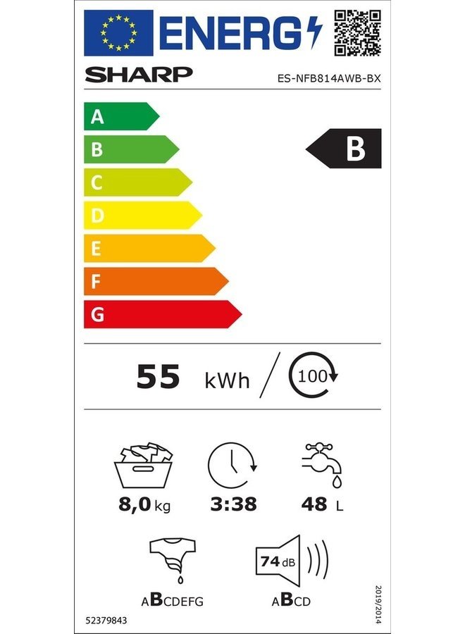 Sharp ES NFB814AWB BX wasmachine 8 kg